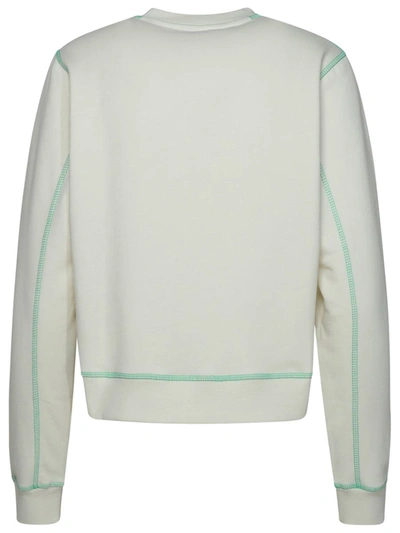 Shop Ganni 'isoli Rock' Bio Ivory Cotton Sweatshirt In Beige