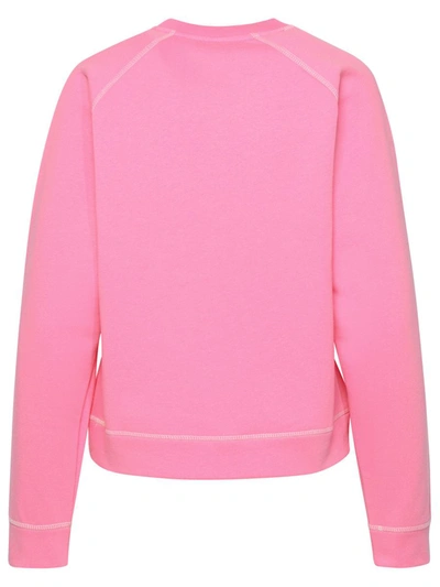 Shop Ganni 'isoli' Sweatshirt In Pink Organic Cotton