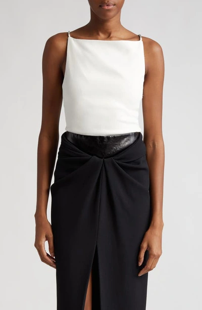 Shop Brandon Maxwell Hardware Detail Knit Camisole In Ivory