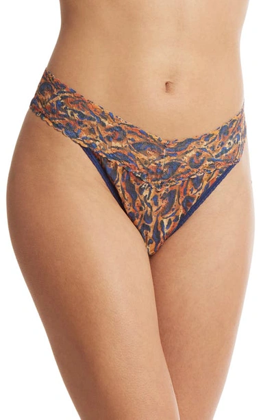 Shop Hanky Panky Print Original Rise Thong In Wild About Blue Animal Print