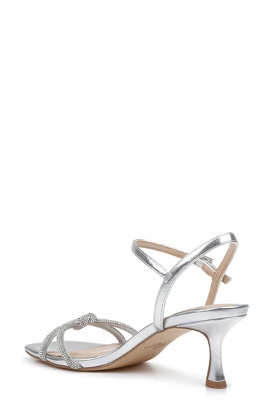 Shop Jewel Badgley Mischka Maci Kitten Heel Ankle Strap Sandal In Silver