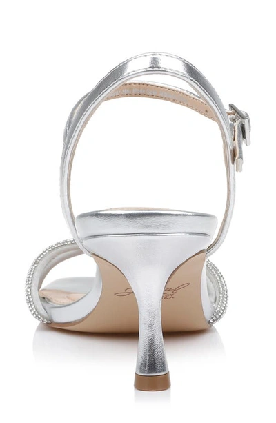 Shop Jewel Badgley Mischka Maci Kitten Heel Ankle Strap Sandal In Silver