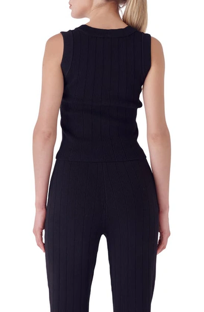 Endless Rose Women's Shank Button Knit Top In Black