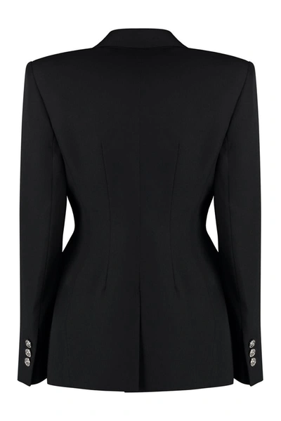 Shop Versace Wool Single-breasted Blazer In Black