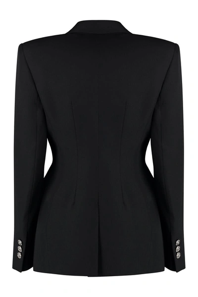 Versace Informal Jacket Grain De Poudre Wool Fabric In Black