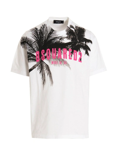 Shop Dsquared2 D2 Palm Slouch T-shirt White