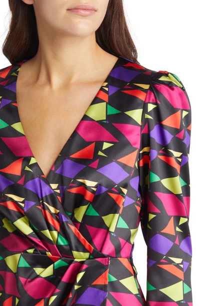 Shop Area Stars Geometric Print Long Sleeve Wrap Front Dress In Multi