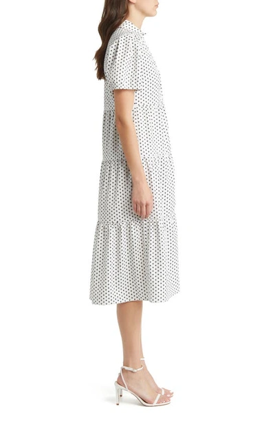 Shop Area Stars Cece Tiered Midi Dress In White Black Dot