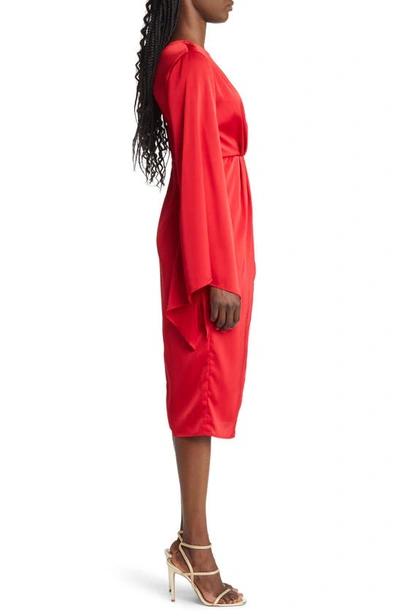 Shop Area Stars Asymmetric Satin Cocktail Dress In Red