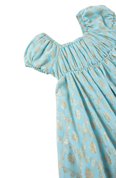 Shop Peek Aren't You Curious Kids' Foil Print Back Cutout Babydoll Dress In Blue
