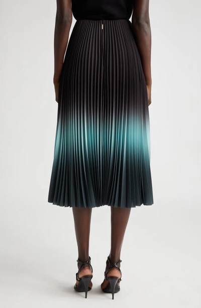 Jason Wu Collection Dip Dye Pleated Skirt In Black/ Skyblue/ Seagre