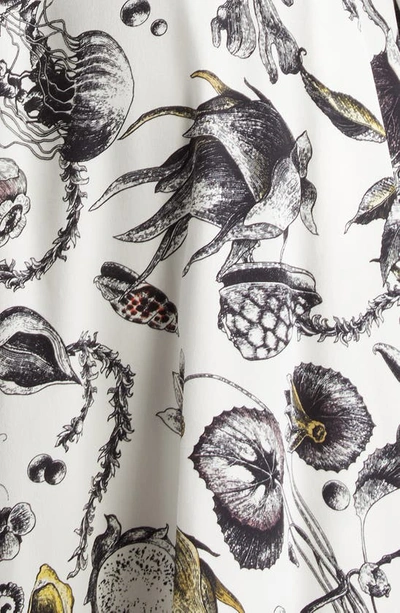 Shop Jason Wu Collection Marine Print Long Sleeve Asymmetric Hem Silk Shirtdress In Chalk Multi