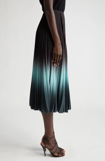 Jason Wu Collection Dip Dye Pleated Skirt In Black/ Skyblue/ Seagre