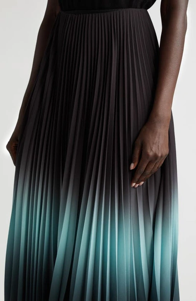 Jason Wu Collection Dip Dye Pleated Skirt In Black/ Skyblue/ Seagre