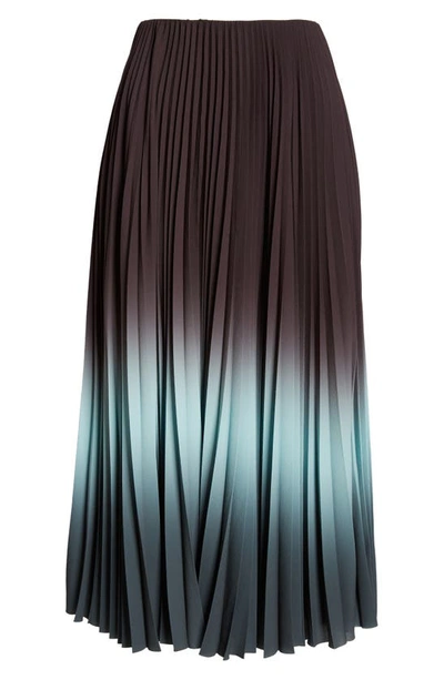 Jason Wu Collection Dip Dye Pleated Skirt In Black/ Skyblue/ Seagre