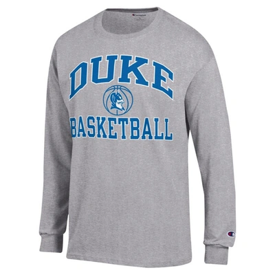 Shop Champion Heather Gray Duke Blue Devils Basketball Icon Long Sleeve T-shirt