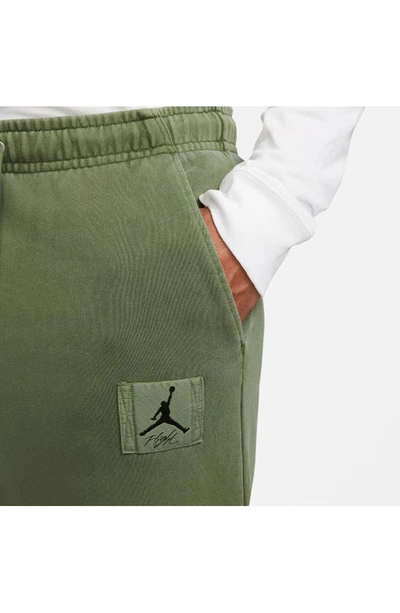 Shop Jordan Flight Essentials Washed Cotton Fleece Sweatpants In Sky J Light Olive