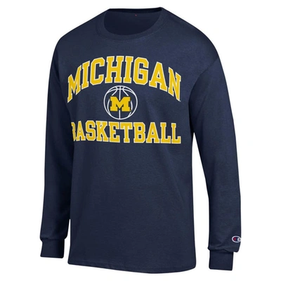 Shop Champion Navy Michigan Wolverines Basketball Icon Long Sleeve T-shirt