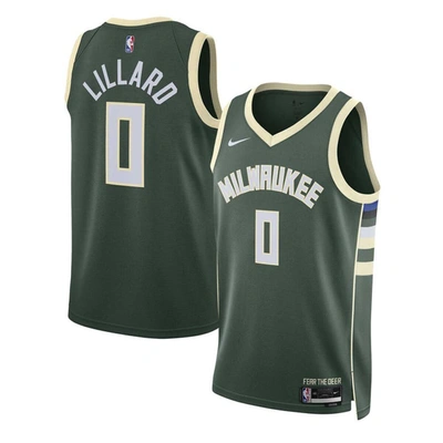 Nike Damian Lillard Milwaukee Bucks Icon Edition 2022/23  Men's Dri-fit Nba Swingman Jersey In Hunter Green
