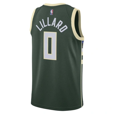 Nike Damian Lillard Milwaukee Bucks Icon Edition 2022/23  Men's Dri-fit Nba Swingman Jersey In Hunter Green