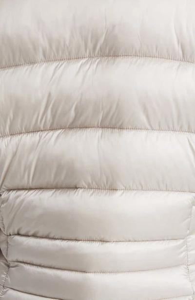Save The Duck Caroline Faux Fur Collar Longline Puffer Jacket In Rainy Beige