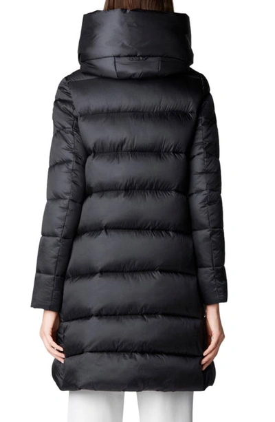 Shop Save The Duck Lysa Quilted Hooded Longline Coat In Black