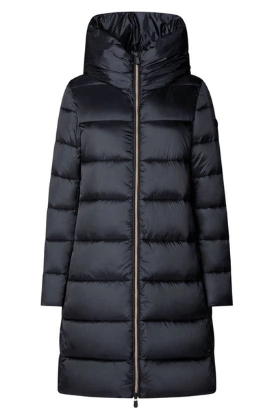Save The Duck Lysa Long Puffer Coat In Black