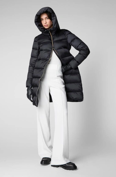 Save The Duck Lysa Long Puffer Coat In Black
