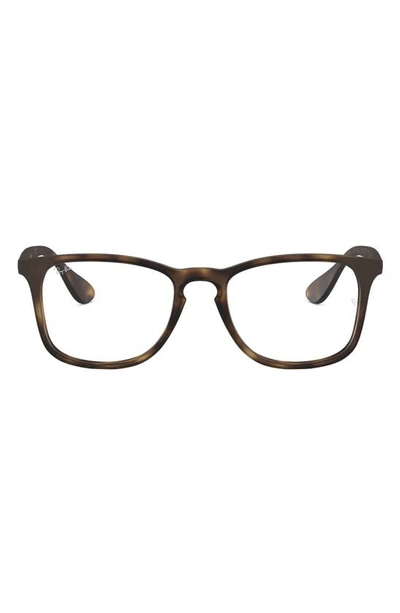 Shop Ray Ban Unisex 52mm Square Optical Glasses In Rubber Dark Hava