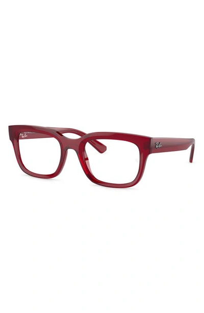 Ray Ban Chad 54mm Rectangular Optical Glasses In Transparent Red