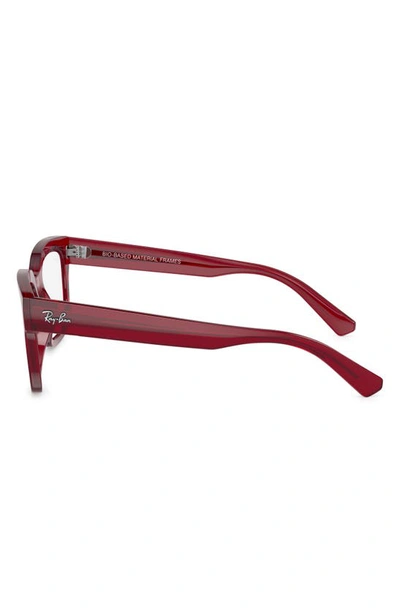 Ray Ban Chad 54mm Rectangular Optical Glasses In Transparent Red