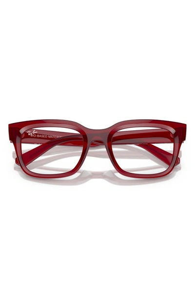 Ray Ban Chad 54mm Rectangular Optical Glasses In Transparent Red