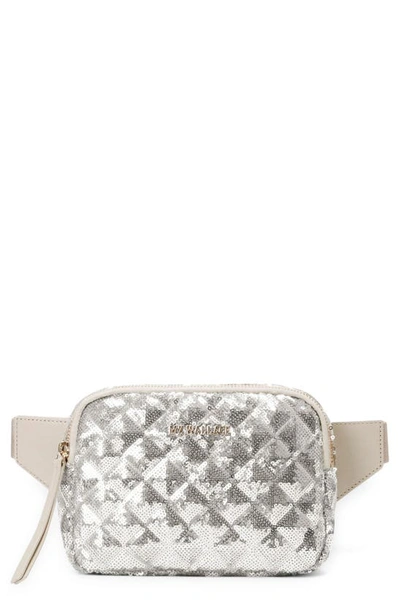 Shop Mz Wallace Madison Quilted Sequin Belt Bag In Ice Sequin
