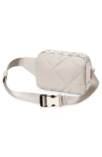 Shop Mz Wallace Madison Quilted Sequin Belt Bag In Ice Sequin