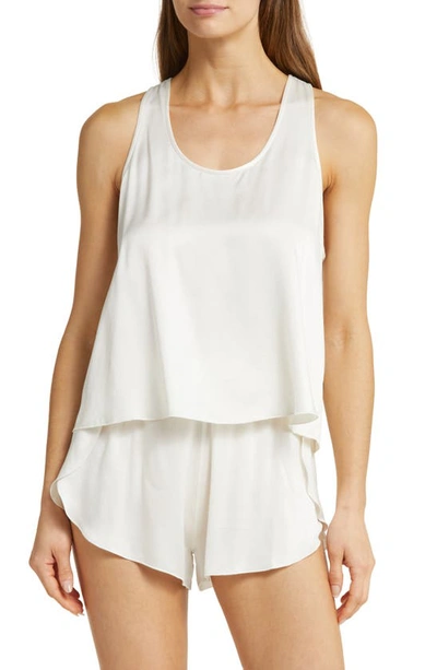 Shop Lunya Racerback Washable Silk Short Pajamas In Tranquil White