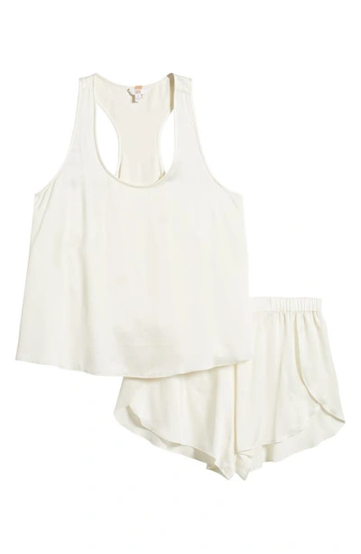 Shop Lunya Racerback Washable Silk Short Pajamas In Tranquil White