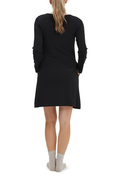 Nom Maternity Heart On Your Sleeve Henley Nursing Nightgown In Black