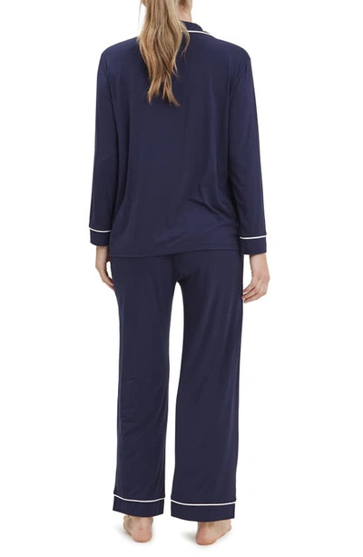 Shop Nom Maternity Heart On My Sleeve Penelope Jersey Maternity/nursing Pajamas In Navy