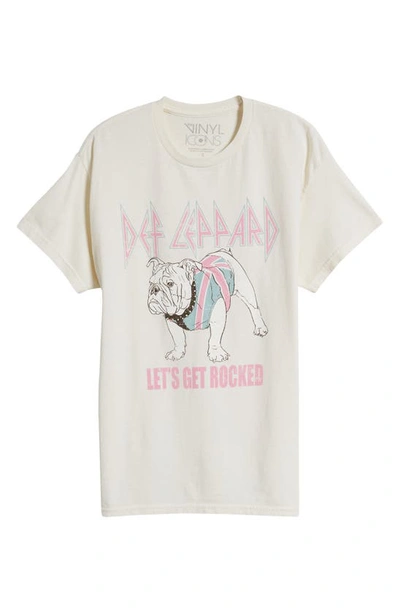 Shop Vinyl Icons Def Leppard Rocked Cotton Graphic T-shirt In Marshmallow