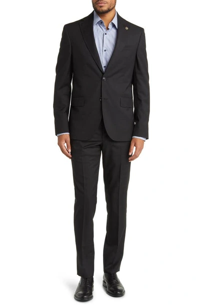Shop Ted Baker Roger Extra Slim Fit Tonal Plaid Wool Suit In Black