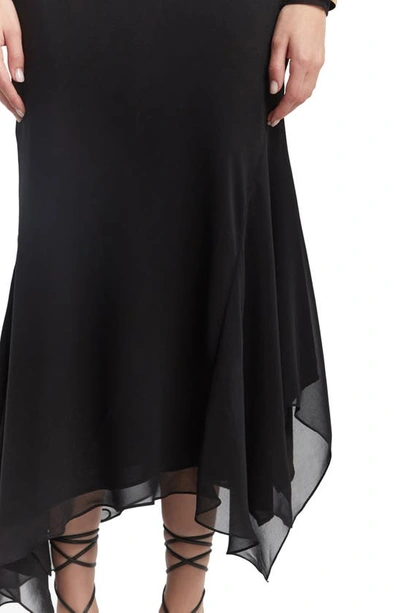 Bardot Suki Handkerchief Hem Georgette Midi Skirt In Black