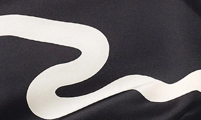 River Island Oversize Abstract Print Satin Button-up Shirt In Black