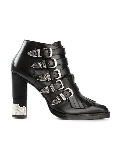Shop Toga Fringed Ankle Boots In Black