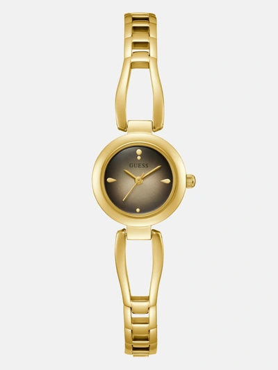 Guess Factory Gold-tone Cutout Bracelet Analog Watch In Gold