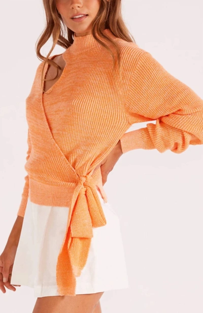 Shop Minkpink Lea Side Tie Sweater In Orange