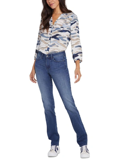 Shop Nydj Sheri Womens Denim Slim Straight Leg Jeans In Multi