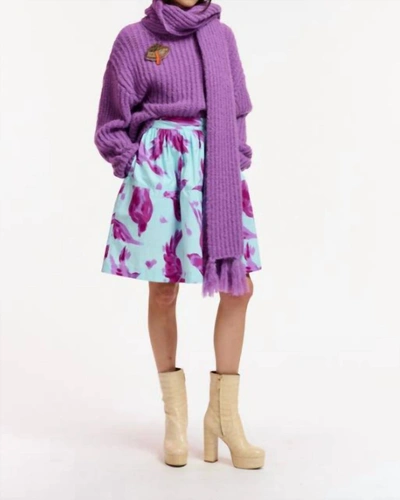 Shop Essentiel Antwerp Everafter Flared Skirt In Light Blue/purple In Multi
