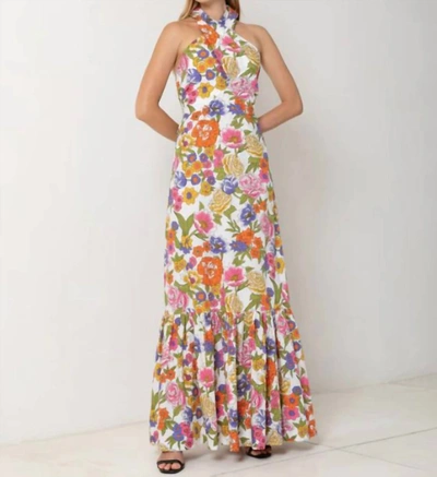 Shop S/w/f Crossover Halter Maxi Dress In Spring Floral In Multi