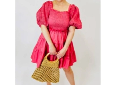 Shop Aureum Ariana Puff Sleeve Dress In Pink