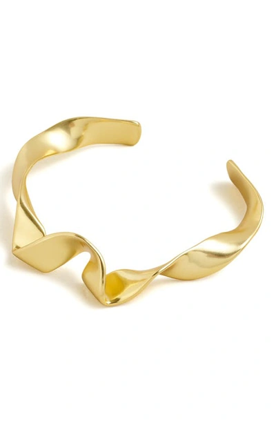 Shop Madewell Twisted Ribbon Cuff Bracelet In Vintage Gold